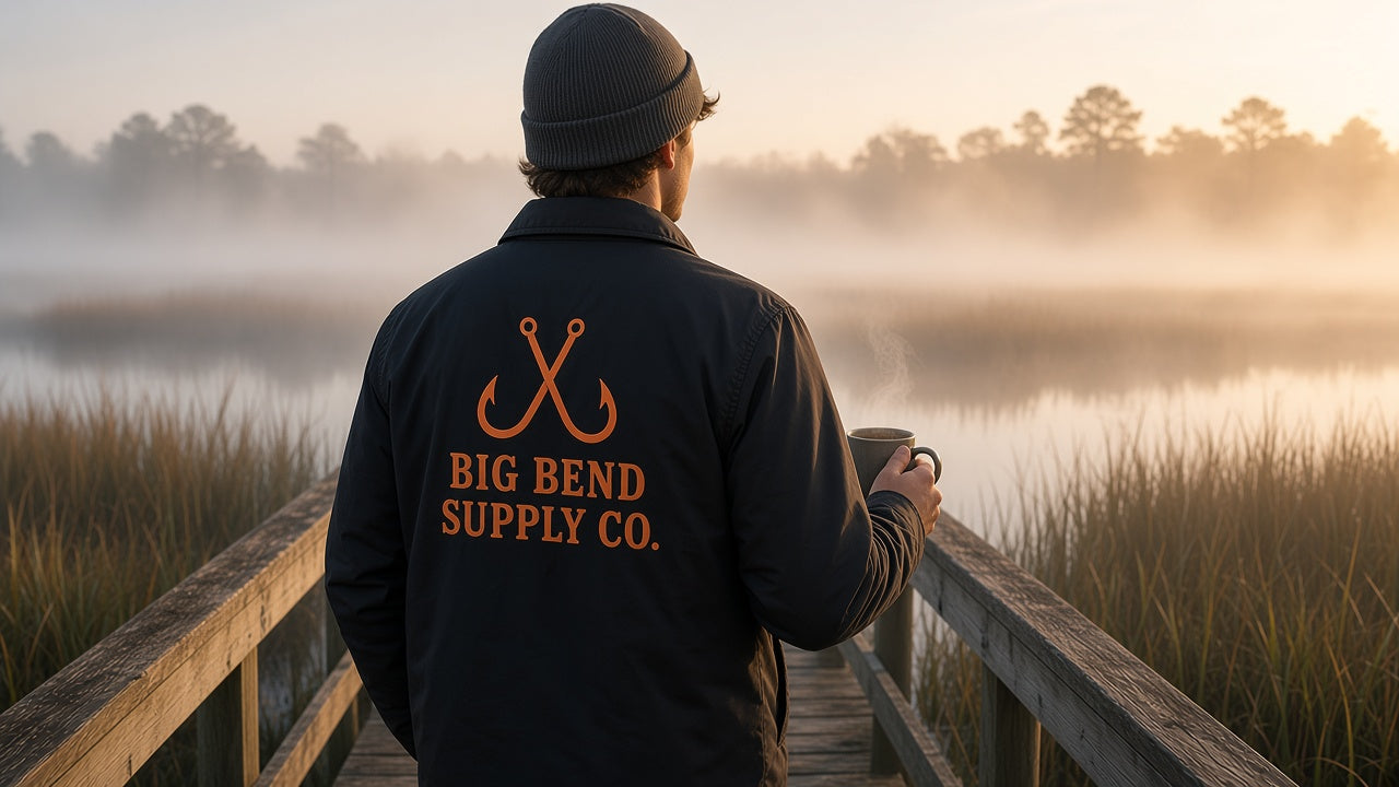 Black Coach jacket, back print - Big Bend Supply Co.