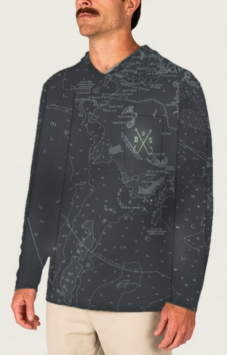 Chart hoodie front with the chart print, concept mockup